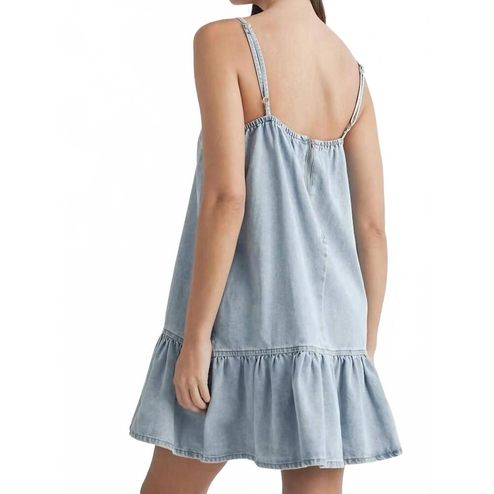 NEW MABLE cami ribbon bow detail denim mini dress in blue denim - Picture 3 of 5